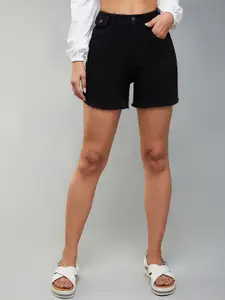 DOLCE CRUDO Women High-Rise Denim Denim Shorts