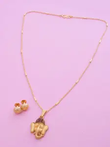 Ramdev Art Fashion Jwellery Gold-Plated Traditional Ganesha Necklace Jewellery Set