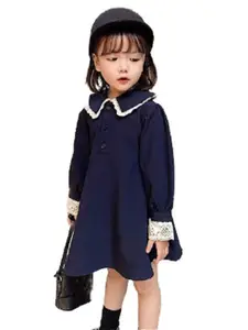 StyleCast x Revolte Girls Peter Pan Collar Puff Sleeve Cotton A-Line Dress