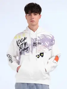 Flying Machine Men Printed Hooded Sweatshirt