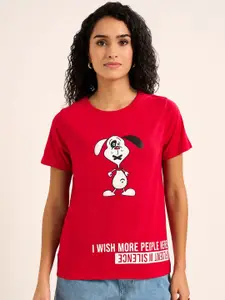 People Women Graphic Printed Round Neck Cotton T-shirt