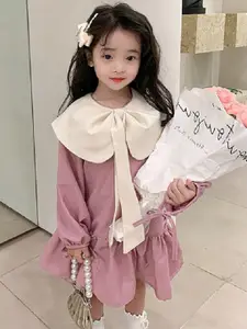 StyleCast x Revolte Girls Colourblocked Peter Pan Collar Puff Sleeve Drop-Waist Dress