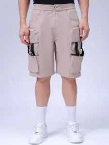 The Indian Garage Co Men Relaxed Fit Pure Cotton Utility Cargo Shorts