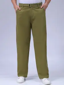 The Indian Garage Co Men Baggy Fit Mid Rise Cotton Chinos Trousers