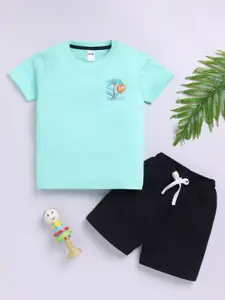 LITTLE NINJA Boys Round Neck Pure Cotton T-Shirt With Shorts