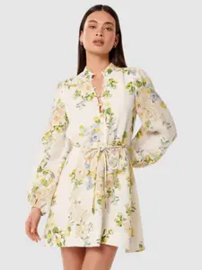 Forever New Floral Print Puff Sleeve A-Line Mini Dress