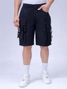 The Indian Garage Co Men Relaxed Fit Pure Cotton Utility Cargo Shorts