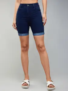 DOLCE CRUDO Women Skinny Fit High-Rise Denim Shorts