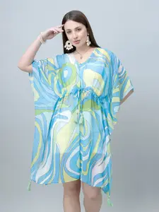 PURYS Abstract Printed Gathers Tie-Up Shrug