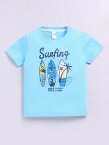 LITTLE NINJA Boys Graphic Printed Round Neck Cotton T-shirt