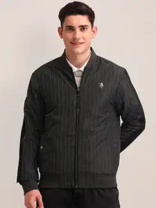 U.S. Polo Assn. Men Stand Collar Striped Casual Bomber Jacket