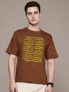 Moda Rapido Men Striped Round Neck Cotton Oversized Fit T-shirt