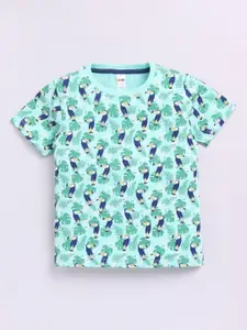 LITTLE NINJA Boys Conversational Printed Round Neck Cotton T-shirt