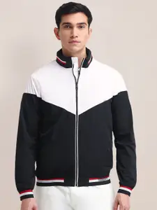 U.S. Polo Assn. Men Mock Collar Colourblocked Casual Bomber Jacket
