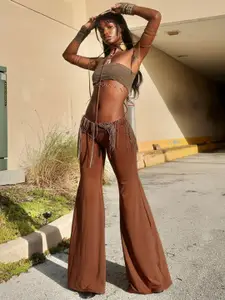 StyleCast Brown Off Shoulder Top With Trouser