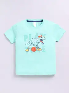 LITTLE NINJA Boys Graphic Printed Round Neck Cotton T-shirt