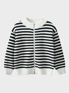 StyleCast x Revolte Boys Mock Collar Striped Cotton Front Open Sweatshirt