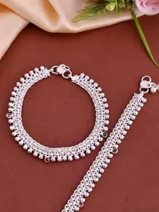 Silvermerc Designs Silver-Plated Intricate Bead Detailing Anklet