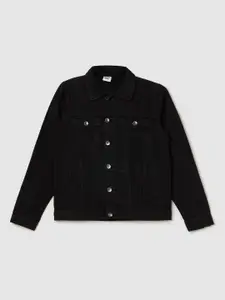 max Boys Spread Collar Solid Cotton Casual Denim Jacket