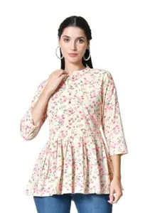 LIBOZA Women Floral Printed Pure Cotton Kurti