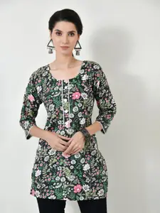 LIBOZA Floral Printed Pure Cotton Round Neck Kurti