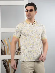 Crimsoune Club Men Abstract Printed Polo Collar Cotton Slim Fit T-shirt