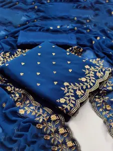 KALINI Floral Embroidered Georgette Unstitched Dress Material