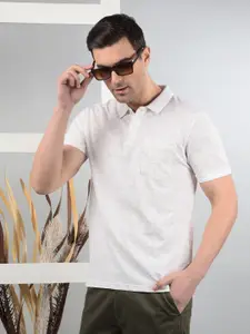 Crimsoune Club Men Floral Printed Polo Collar Cotton Slim Fit T-shirt
