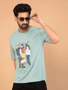 Crimsoune Club Men Graphic Printed Round Neck Cotton Slim Fit T-shirt