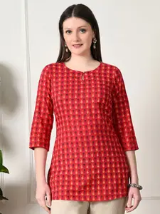 KALINI Women Ethnic Motifs Printed Keyhole Neck Pure Cotton Kurti