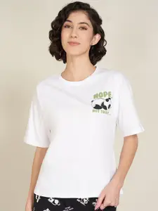 Dreamz by Pantaloons Women Printed Pure Cotton Lounge T-Shirt