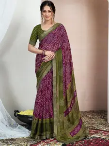 KALINI Bandhani Zari Pure Chiffon Bandhani Saree