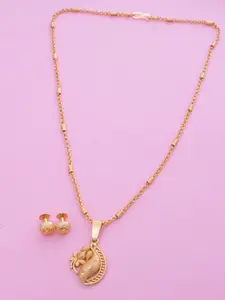 Ramdev Art Fashion Jwellery Gold Plated Beautiful Leaf Pendant Jewellery Set