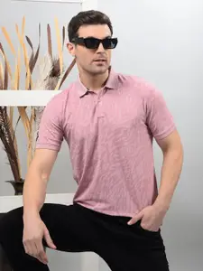 Crimsoune Club Men Abstract Printed Polo Collar Cotton Slim Fit T-shirt