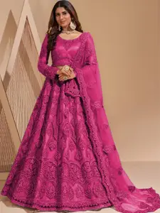 ZAALIMA FASHION Floral Embroidered Thread Work Semi-Stitched Lehenga & Blouse With Dupatta