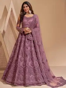 ZAALIMA FASHION Floral Embroidered Thread Work Semi-Stitched Lehenga & Blouse With Dupatta
