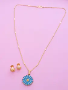 Ramdev Art Fashion Jwellery Gold-Plated Flower Shaped Pendant Jewellery Set