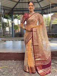 Mitera Polka Dot Zari Organza Saree