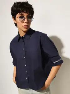 ONLY Women onlLEVITATING Boxy Fit Spread Collar Solid Cotton Casual Shirt