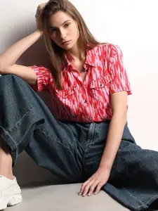 Vero Moda Women Spread Collar Abstract Printed Casual Shirt