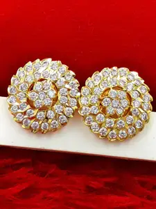Anujeet Fashion Hub Gold Plated American Diamond Studded Circular Studs