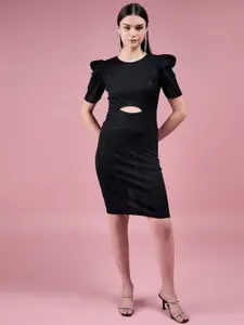 DressBerry Puff Sleeve Cut-Out Bodycon Dress