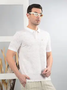 Crimsoune Club Men Abstract Printed Polo Collar Cotton Slim Fit T-shirt
