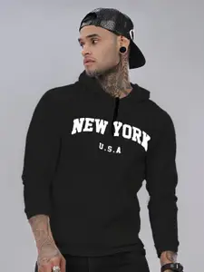 FABRIPPLE Men Printed Hooded Pullover Sweatshirt