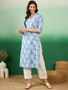 Sangria Geometric Printed Straight Kurta