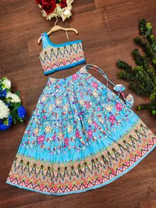 BAESD Girls Floral Printed One Shoulder Ready to Wear Blouse With Lehenga