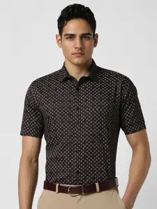 V Dot Men Slim Fit Spread Collar Floral Printed Cotton Formal Shirt