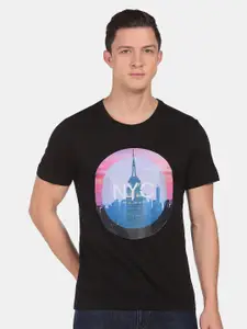 Arrow New York Men Black Printed T-shirt