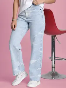 Bene Kleed Women High-Rise Straight Fit Washed Jeans