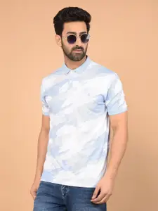 Crimsoune Club Men Abstract Printed Polo Collar Cotton Slim Fit T-shirt